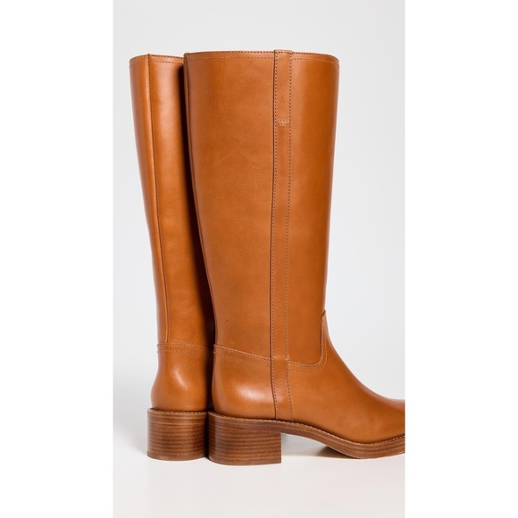 Reformation Frances Knee High Boot Whiskey Leather Women Square Toe Block Heel - Picture 5 of 9